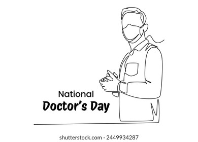 One continuous line drawing of national doctor's day concept. Doodle vector illustration in simple linear style.	
