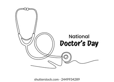 One continuous line drawing of national doctor's day concept. Doodle vector illustration in simple linear style.	