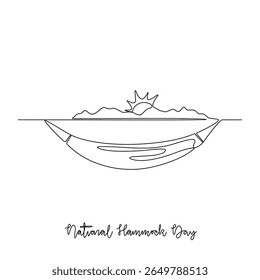 Dibujo de una línea continua de la Ilustración vectorial del Día Nacional de la Hamaca. Concepto de diseño de temas del Día Nacional de la Hamaca en línea continua lineal simple. Diseño adecuado para la campaña y el activo de diseño.