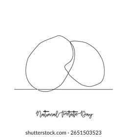 Um desenho de linha contínua da ilustração vetorial do Dia Nacional da Batata. O conceito de design dos temas do Dia Nacional da Batata em linha contínua linear simples.  Excelente design para fins de campanha e de negócios.