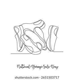 One continuous line drawing of National Garage Sale Day vector illustration. National Garage Sale Day themes design concept in simple linear continuous line.  Great for campaign and business purpose.