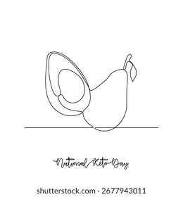 Eine durchgehende Linienzeichnung der National Keto Day Vektorgrafik. National Keto Day Themen Design-Konzept in einfachen linearen kontinuierlichen Linie. Großartiges Design für Gesundheitskampagne und Geschäftszwecke.