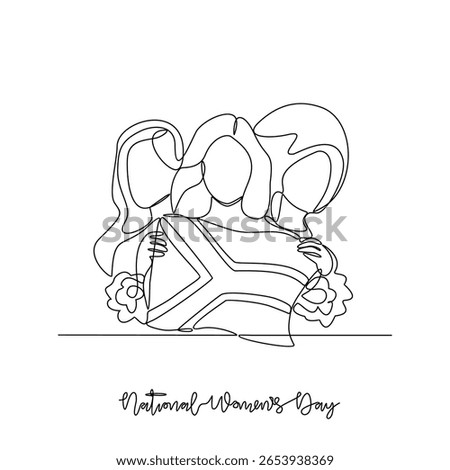 One continuous line drawing of National Women's Day vector illustration. National Women's Day in South Africa concept in simple linear continuous line. Great for social campaign and public purpose.