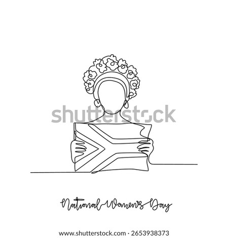 One continuous line drawing of National Women's Day vector illustration. National Women's Day in South Africa concept in simple linear continuous line. Great for social campaign and public purpose.