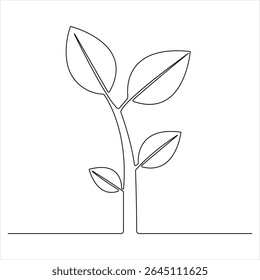 One continuous line drawing of Natural Organic Plant minimalist Botanical line art vector illustration