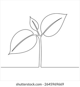 Un dibujo de línea continua de la Ilustración vectorial de arte de línea botánica minimalista Natural Organic Plant