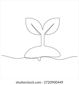 One continuous line drawing of natural organic plant minimalist botanical line art vector