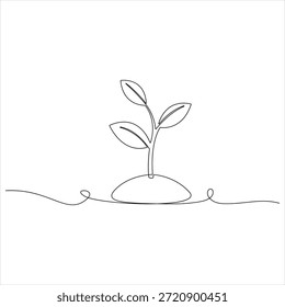 Um desenho de linha contínua de planta orgânica natural vetor de arte de linha botânica minimalista