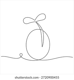 One continuous line drawing of natural organic plant minimalist botanical line art vector