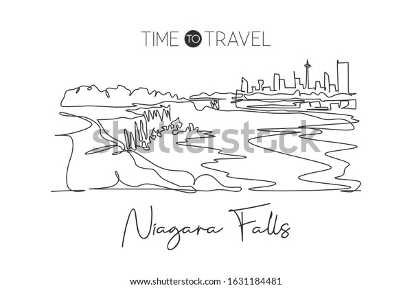 One Continuous Line Drawing Niagara Falls Stock Vector Royalty Free 1631184481