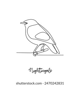 Dibujo de una línea continua de la Ilustración vectorial Nightingale. Temas de aves de corral y animales de aves en concepto de diseño de línea continua simple. Las aves de corral se refieren a las aves domésticas criadas para su carne, huevos