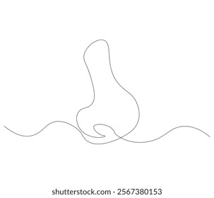 One continuous line drawing of nose . Single line of nose vector illustration