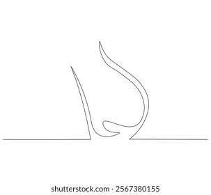 One continuous line drawing of nose . Single line of nose vector illustration