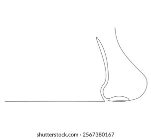 One continuous line drawing of nose . Single line of nose vector illustration