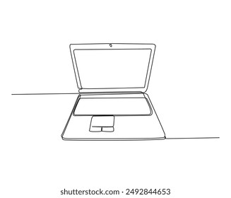 One continuous line drawing Notebook or Laptop. Notebook simple outline vector illustration.
