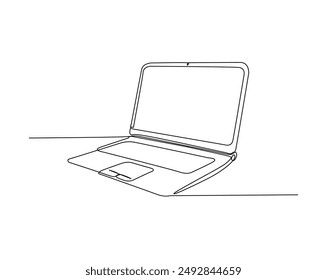 One continuous line drawing Notebook or Laptop. Notebook simple outline vector illustration.
