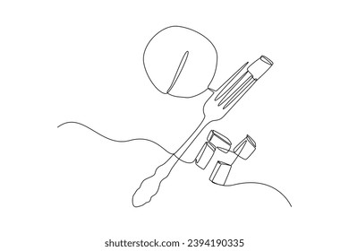 One continuous line drawing of Nutrition Food. Food and health concept. Doodle vector illustration in simple linear style.