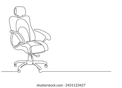 one continuous line drawing of office chair.one line drawing of office director chair.single line armchair icon.isolated white background