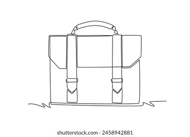 One continuous line drawing of office supplies concept. Doodle vector illustration in simple linear style.