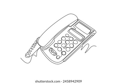 One continuous line drawing of office supplies concept. Doodle vector illustration in simple linear style.