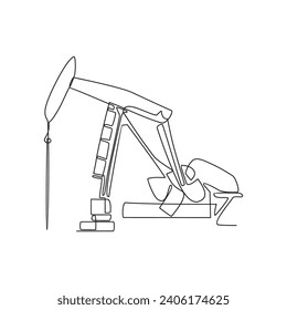 Un trazado continuo de un equipo de perforación petrolífera en la ilustración de vectores de la industria del petróleo y el gas en tierra. Concepto de diseño de petróleo y gas en tierra. diseño de petróleo y gas adecuado para su activo.