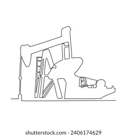 One continuous line drawing of a oil drilling equipment in the onshore oil and gas industry vector illustration. Oil and gas onshore design concept. oil and gas design suitable for your asset.