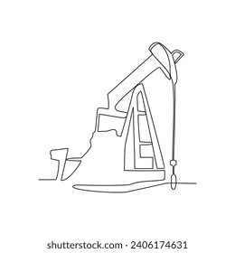 Un trazado continuo de un equipo de perforación petrolífera en la ilustración de vectores de la industria del petróleo y el gas en tierra. Concepto de diseño de petróleo y gas en tierra. diseño de petróleo y gas adecuado para su activo.