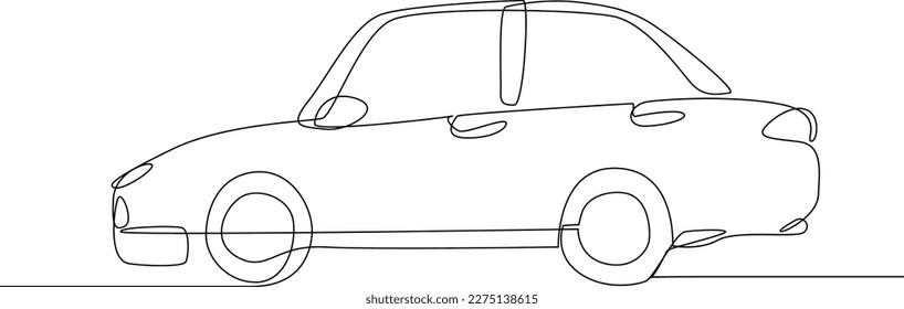 One continuous line drawing of Old car, transportation accommodation minimalist concept, public Accommodation, traditional accommodation, simple line, vector illustration.
