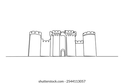 Uma linha contínua desenhando o velho castelo. castelo ilustração de arte de linha única.