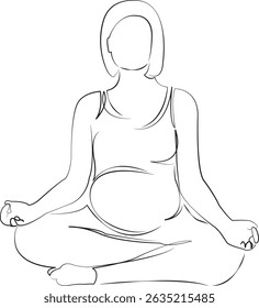 One continuous line drawing on white isolated background. Minimalism linear illustration. mother, female, pregnant, woman, lifestyle, resting, adult, indoor, relaxation