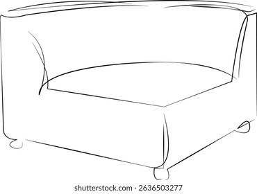 One continuous line drawing on white isolated background. Minimalism linear illustration. corner, chair, design, apartment, comfortable, furniture, lifestyle, indoor, reading, relaxation