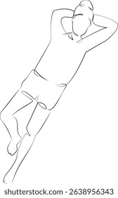 One continuous line drawing on white isolated background. Minimalism linear illustration. relaxation, person, child, resting, girl, white people, one person, female