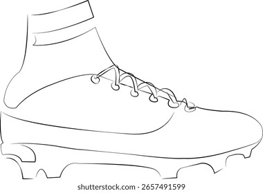 Un dibujo de línea continua sobre fondo aislado blanco. Ilustración lineal de minimalismo. bota, zapato, deporte, fútbol, equipo, competencia, fútbol, pie, cuero
