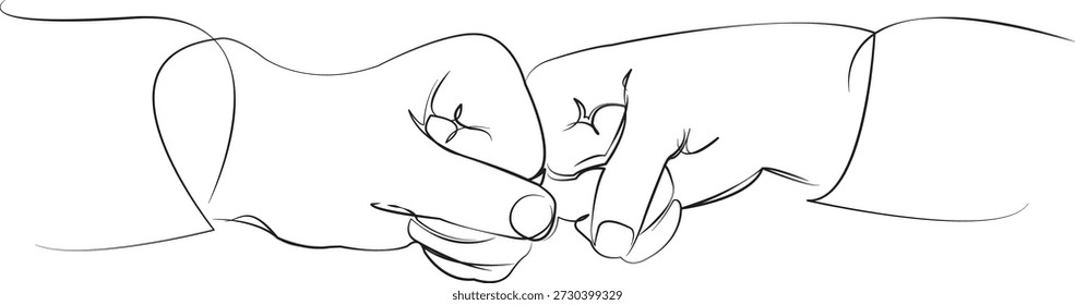 Um desenho de linha contínua sobre fundo branco isolado. Minimalismo ilustração linear. punho, mão, raiva, batida, sinais, luta, masculino, pessoa, gesto, saudações de força