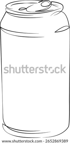 One continuous line drawing on white isolated background. Minimalism linear illustration. soda, drink, cola, can, metal, refreshment, aluminium, blank, container, beverage