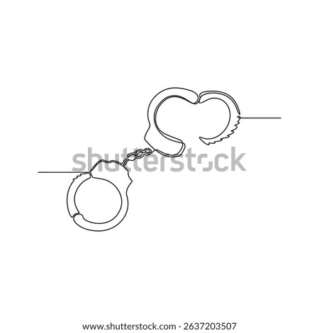 One continuous line drawing of a The open handcuffs symbolize freedom from crime vector illustration. Justice themes design in simple linear style concept. Suitable for your asset design and education