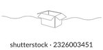 One continuous line drawing of opened box. Minimalist concept of help support and volunteer activity web banner in simple linear style. Editable stroke. Doodle vector illustration