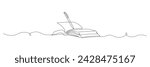 One continuous line drawing of Opened book with pen. Education in school and library studying in simple linear style.Writing draft business in Editable stroke. Doodle outline vector illustration