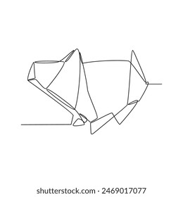 One continuous line drawing of Origami vector illustration. This ancient Japanese art blends creativity with geometric precision, turning paper into delicate sculptures in simple continuous line style