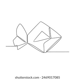 One continuous line drawing of Origami vector illustration. This ancient Japanese art blends creativity with geometric precision, turning paper into delicate sculptures in simple continuous line style