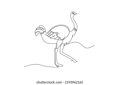 One continuous line drawing of a ostrich. Animal concept. Single line draw design vector graphic illustration.