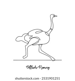 One continuous line drawing of Ostrich Racing sports vector illustration. Traditional sports design in simple linear continuous style vector concept. Sports theme design for your asset design.