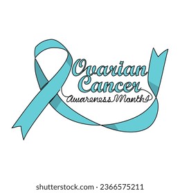 One continuous line drawing of ovarian cancer awareness month with white background. Awareness ribbon design in simple linear style. healthcare and medical design concept vector illustration.