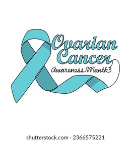 Un dibujo de línea continua de un mes de conciencia del cáncer de ovario con fondo blanco. Diseño de cinta de concientización en estilo lineal simple. ilustración vectorial del concepto de diseño médico y de salud.