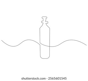 One continuous line drawing of oxygen cylinder . Single line of oxygen cylinder vector illustration

