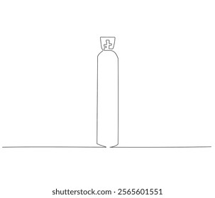 One continuous line drawing of oxygen cylinder . Single line of oxygen cylinder vector illustration

