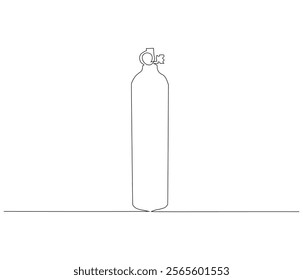 One continuous line drawing of oxygen cylinder . Single line of oxygen cylinder vector illustration

