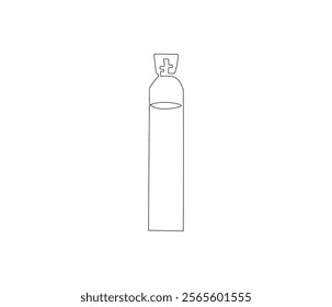 One continuous line drawing of oxygen cylinder . Single line of oxygen cylinder vector illustration

