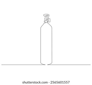 One continuous line drawing of oxygen cylinder . Single line of oxygen cylinder vector illustration

