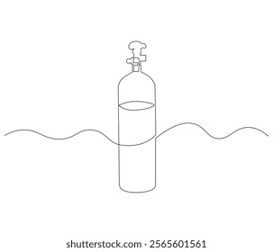 One continuous line drawing of oxygen cylinder . Single line of oxygen cylinder vector illustration

